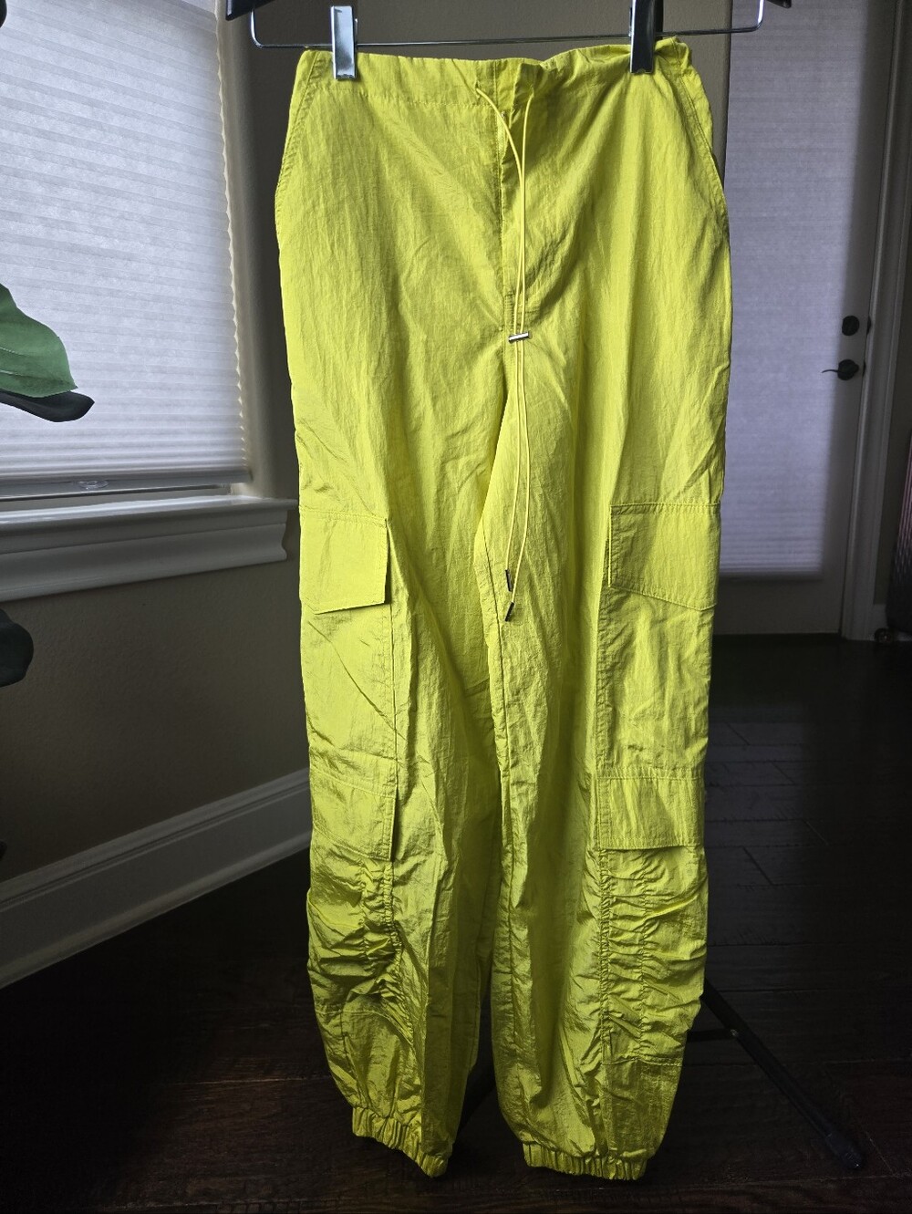 NWT High-Vis Yellow Women's Cargo Pants with Drawstring Waist